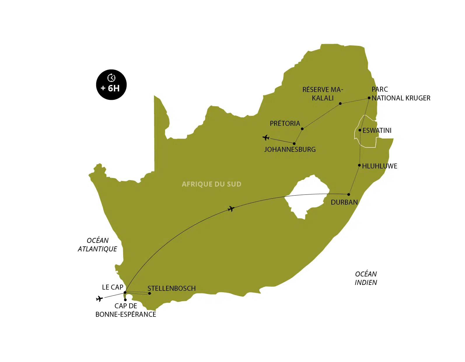 Itinéraire voyage Afrique du Sud